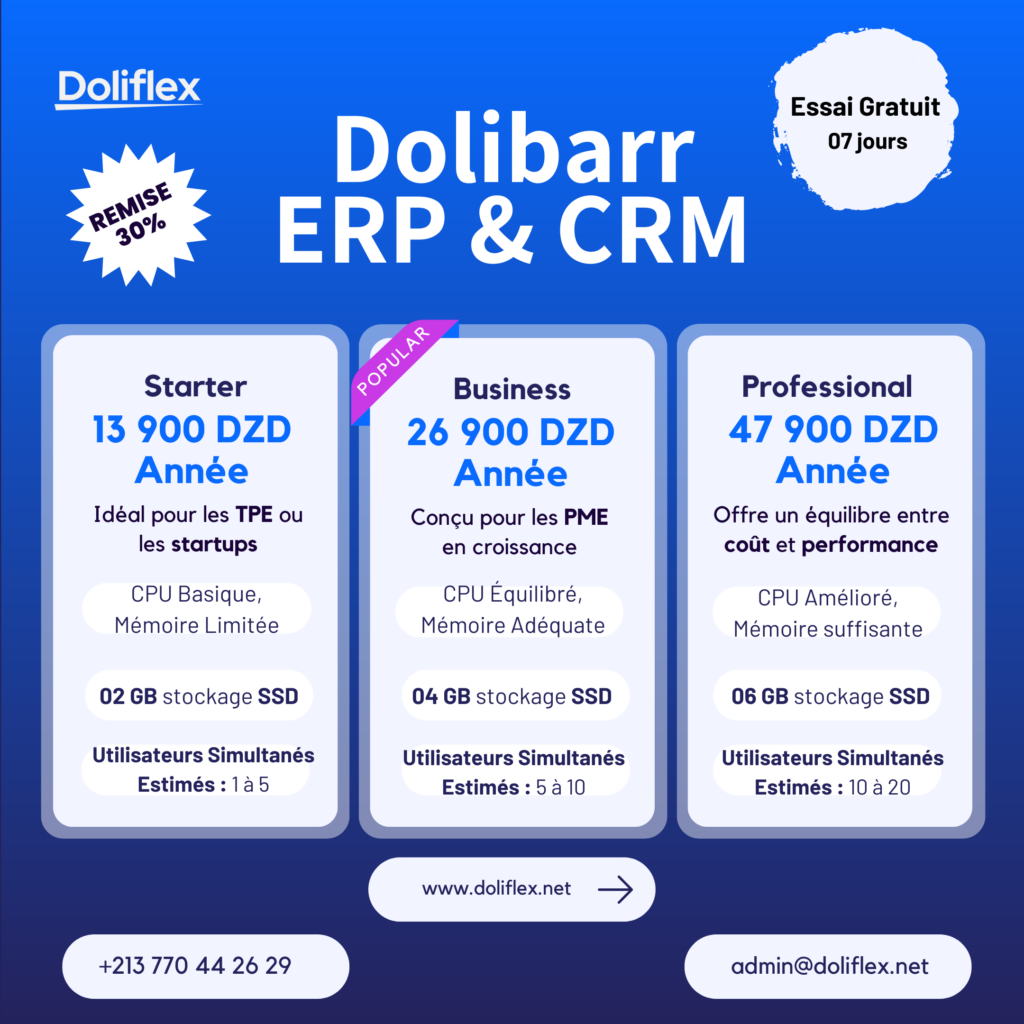 Tarif Dolibarr ERP & CRM