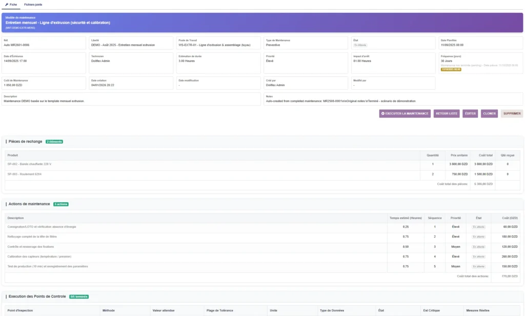 Module Gestion Maintenance Dolibarr- maintenance card