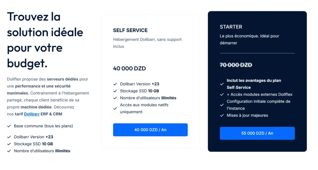 Tarif Dolibarr ERP & CRM